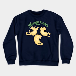 Sleepy Cats in Green Crewneck Sweatshirt